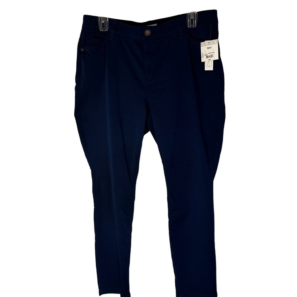 Liz Claiborne Women's Flexi-Fit Pants 18W Blue Cotton Blend MSRP $49
